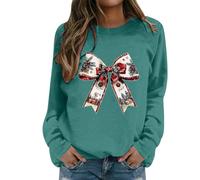 Funny Christmas Jumpers For Women Uk,Women’s Hoodless Sweatshirt Casual Print Crewneck Fleece Top for Everyday Wear - Cozy Winter Sweater for Autumn and Holiday Season Comfort (Green, XXL)