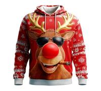 Funny Christmas Jumpers Mens Jumper Ugly Graphic Xmas Matching Sweatshirt for Men Women Wool UK Women's Tops Ladies Beer Hoodie Turtle Neck Reindeer Hoodies Family Red-F 3XL