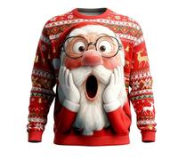 Funny Christmas Jumpers Mens V Neck Jumper This Is My Festive Xmas Sweatshirt Sweater Roll Retro for Men Style Snowman Sweatshirts Ugly Novelty Oversized Women Family #-Watermelon Red XXL