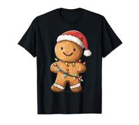 Funny Christmas Kids Pajama Gingerbread Man Cookie Santa Hat T-Shirt