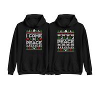 Funny Christmas Matching His & Her Hoodie, I Come in Peace and the Peace Gift Sweatshirt, Xmas Gift To Black