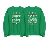 Funny Christmas Matching His & Her Jumper, I Come in Peace and the Peace Gift Sweatshirt, Xmas Gift Top Kelly Green