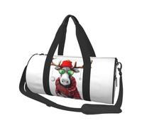 Funny Christmas Moose Duffle Bag With Shoes Compartment And Adjustable Strap,Foldable Travel Duffel Bags For Men Women,Waterproof Duffel Bags, Black, One Size