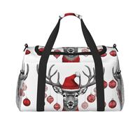 (Funny Christmas Moose) Durable Twill Travel Tote Bag Large Capacity Handheld & Crossbody Bag for Weekend Trips,Sports,and Outdoor Activities