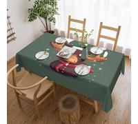 Funny Christmas Moose head print Tablecloth, Square lace farmhouse tablecloth, for indoor and outdoor dining