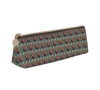 Funny Christmas Moose Head Print Triangular Pencil Case Cosmetic Pouch Stationery Organizer Travel Versatile Everyday