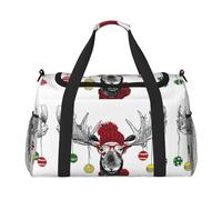 Funny Christmas Moose Print Hand Travel Bag Ideal for Long-Distance Travel and Daily Use