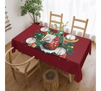 Funny Christmas Moose print Tablecloth, Square lace farmhouse tablecloth, for indoor and outdoor dining