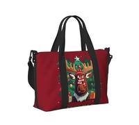 Funny Christmas Moose Print Travel Hand Bag Women Men Shoulder Strap Tote for Weekend Getaway Gym Vacation