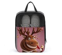 Funny Christmas Moose Shoe Bag Travel Shoe Organizer Water-Resistant Shoe Pouch with Zipper Sneaker Dust Bag, gray, One Size, Modern