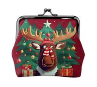 Funny Christmas Moose small wallets woman,wallets for women,coin purse for women,small womens wallet,with zipper and kiss lock, Black, One Size, Art Deco