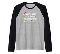 Funny Christmas Most Likely to Be Last A Minute Shopper Raglan Baseball Tee