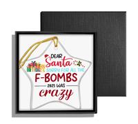 Funny Christmas Ornament Gift, for Best Friend Men Women Coworkers Adults Funny White Elephant Exchange, Acrylic Star Ornaments Decorations, Dear Santa Sorry for All The F-Bombs