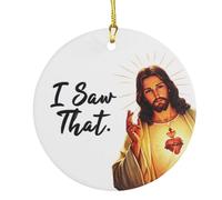 Funny Christmas Ornaments - Funny Ornaments for Adults Exchange, Gag Gifts Christmas Decorations, Stocking Stuffers for Women Men White Elephant Gifts, I Saw That Jesus Ornament for Family, Friends