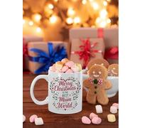 Funny Christmas Present Mug for Mum - ‘Thanks for Putting Up with Me’ - Festive Cheeky Emoji Coffee Cup, 11oz