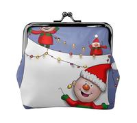 Funny Christmas Prints Coin Purse Kiss Lock Pu Leather Mini Pouch Wallet Change Bag for Women Girls Kids