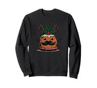 Funny Christmas Pudding Face with Mustache Beard Sweatshirt