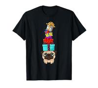 Funny Christmas Pug Balancing Xmas Cartoon Design T-Shirt