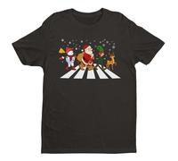 Funny Christmas Road T Shirt Abbey Parody Santa Music Xmas Crossing Gift Idea Black/XL