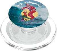 Funny Christmas Santa At The Beach Surfing With Reindeer PopSockets PopGrip for MagSafe