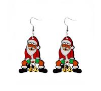 Funny Christmas Santa Claus Dangle Earrings for Women Cute Christmas Tree Snowflake Snowman Earrings Red Green White 3D Jingle Bell Earrings Holiday Party Christmas Jewelry Gifts, Acrylic, No Gemstone