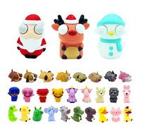 Funny Christmas Santa Elk Snowman Pinch Toy Stress Relief Toys,3pc Xmas Eye Popping Worm Stress Toy,Fidget Squishy Squeeze Toy with Pop Out Eyes for Kids Adult Birthday Gift,Christmas Stocking Fillers