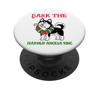 Funny Christmas Sarcastic dog bark the harold angels sing PopSockets Adhesive PopGrip