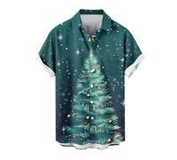 Funny Christmas Shirt for Men UK Sale Xmas Hawaiian Shirts 3D Print T Shirt Santa Claus T-Shirt Button Down Shirt Short Sleeve Tops Snowflakes Pullover Front-Pocket Lapel Shirt Cotton Tshirt