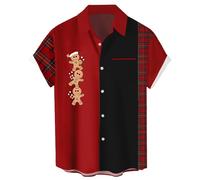 Funny Christmas Shirts for Men Short Sleeve Button Down Vacation Hawaiian Shirt, Christmas-ginger Man, Medium