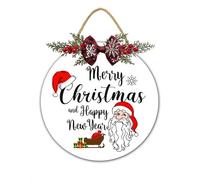 Funny Christmas Sign Merry Christmas And Happy New Year Christmas Decorations Chrismas Welcome Wreath Sign Hanging Sign Holiday Decor for Christmas Home Window Wall Door 28X28CM
