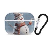 Funny Christmas Snowman AirPods Pro Case Cover with Keychain Ring PC Hard Shell Protective Case for AirPods Pro 2nd for Women Men Generation Easy Open Full Drop Protection Cover White-Style