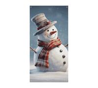 Funny Christmas Snowman Door Cover Spring Summer Hanging Flag Porch Sign Outdoor Seasonal Holiday Yard Decor for Front Door and Porch