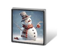 Funny Christmas Snowman Printed Square Badge Metal Button Badge Decorative Button Brooch Lapel Pins Bag Hat Accessories for Women Men Aluminum