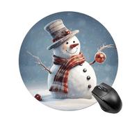 Funny Christmas Snowman Round Mouse Pad Smooth Glide Gaming Mousepad Extra Density Portable Comfortable Mouse Mat for Desk, Home, Office 7.8x7.8 Inches