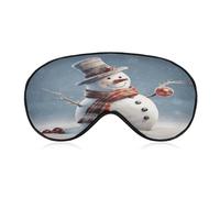 Funny Christmas Snowman Sleep Mask Soft and Comfortable Night Sleeping Mask Face-Hugging Padded Eye Cover with Adjustable Band for Deep Rest Travel Shift Work