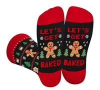 Funny Christmas Socks for Men Women Teens Boys - LET'S GET BAKED Gingerbread Man Holiday Novelty Fun Odd Funky Cute Crazy Silly Socks - Secret Santa Xmas Christmas Gag Gifts Ideas Stocking Fillers