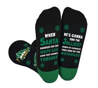 Funny Christmas Socks for Women Men, National Lampoons Christmas Vacation Costume Accessories, Winter Warm Knitted Socks, Jolliest, One size