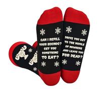 Funny Christmas Socks for Women Men, National Lampoons Christmas Vacation Costume Accessories, Winter Warm Knitted Socks, Eggnog, One size