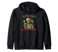 Funny Christmas Sorta Merry Sorta Scary Skeleton Xmas Tree Zip Hoodie