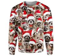 Funny Christmas Sweatshirts for Men Women Xmas Ugly Sweaters for Men Polyester Sweatshirt, Christmas Raccoon, Medium
