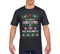 Funny Christmas T Shirt, All I Want for Christmas is a Pigs in Blankets, Mens Red Black Xmas Secret Santa Gifts Funny T Shirts for Men