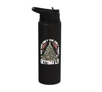 Funny Christmas Tree Getting Lit Holiday Drinking Humor Stainless Steel Insulated Water Bottle