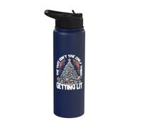 Funny Christmas Tree Getting Lit Holiday Drinking Humor Stainless Steel Insulated Water Bottle