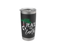 Funny Christmas Tree Lights Ugly Sweater Peace On Earth Stainless Steel Insulated Tumbler
