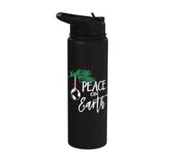 Funny Christmas Tree Lights Ugly Sweater Peace On Earth Stainless Steel Insulated Water Bottle