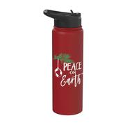 Funny Christmas Tree Lights Ugly Sweater Peace On Earth Stainless Steel Insulated Water Bottle