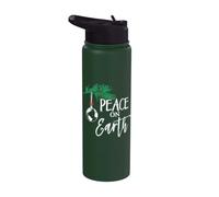 Funny Christmas Tree Lights Ugly Sweater Peace On Earth Stainless Steel Insulated Water Bottle