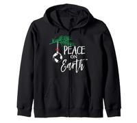 Funny Christmas Tree Lights Ugly Sweater Peace On Earth Zip Hoodie