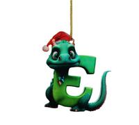 Funny Christmas Tree Ornaments,26 Letter Dinosaur Pendant, 2D Acrylic Christmas Tree Initial Last Name Pendant, Cute Xmas Hanging Ornaments, Car Decorations For Holiday