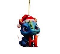 Funny Christmas Tree Ornaments,26 Letter Dinosaur Pendant, 2D Acrylic Christmas Tree Initial Last Name Pendant, Cute Xmas Hanging Ornaments, Car Decorations For Holiday